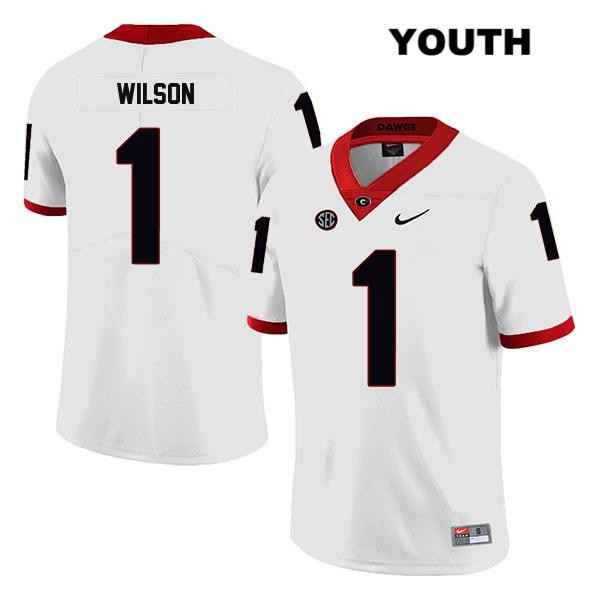 Georgia Bulldogs Youth Divaad Wilson #1 NCAA Legend Authentic White Nike Stitched College Football Jersey FTE2156NP